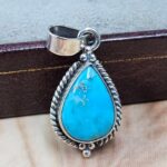 White Water Turquoise 1.25" 925 Sterling Silver Pendant (REXT21-293)