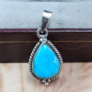 White Water Turquoise 1.25" 925 Sterling Silver Pendant (REXT21-295)