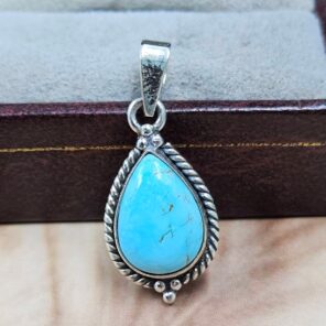 White Water Turquoise 1.25" 925 Sterling Silver Pendant (REXT21-296)