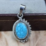 White Water Turquoise 925 Sterling Silver Pendant (REXT8-239)
