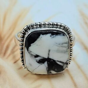 White Buffalo Turquoise Size US 9 925 Sterling Silver Ring (REXT8-157)