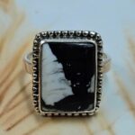 White Buffalo Turquoise Size US 6 925 Sterling Silver Ring (REXT8-128)