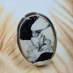 White Buffalo Turquoise Size US 9 925 Sterling Silver Ring (REXT8-165)
