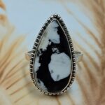 White Buffalo Turquoise Size US 10 925 Sterling Silver Ring (REXT8-173)