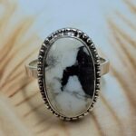 White Buffalo Turquoise Size US 8 925 Sterling Silver Ring (REXT8-154)
