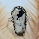 White Buffalo Turquoise Size US 9 925 Sterling Silver Ring (REXT8-163)