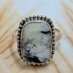 White Buffalo Turquoise Size US 6 925 Sterling Silver Ring (REXT8-130)