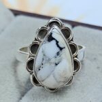 White Buffalo Turquoise Size US 6 925 Sterling Silver Ring (REXT8-134)