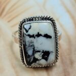 White Buffalo Turquoise Size US 6 925 Sterling Silver Ring (REXT8-124)