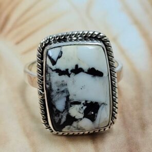 White Buffalo Turquoise Size US 6 925 Sterling Silver Ring (REXT8-124)