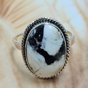 White Buffalo Turquoise Size US 9 925 Sterling Silver Ring (REXT8-162)