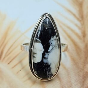 White Buffalo Turquoise Size US 9 925 Sterling Silver Ring (REXT8-161)