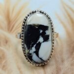 White Buffalo Turquoise Size US 10 925 Sterling Silver Ring (REXT8-171)