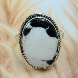 White Buffalo Turquoise Size US 10 925 Sterling Silver Ring (REXT8-168)