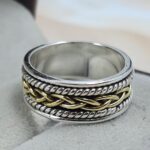 Two Tone Spinner Meditation 925 Sterling Silver Ring (REXT152-59)