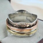 Three Tone Spinner Meditation 925 Sterling Silver Ring (REXT152-60)
