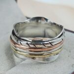 Three Tone Spinner Meditation 925 Sterling Silver Ring (REXT152-61)