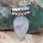 Bali Style Rainbow Moonstone 1.5" 925 Sterling Silver Pendant (REXT15-45)