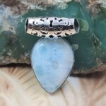 Bali Style Larimar 1.5" 925 Sterling Silver Pendant (REXT15-63)
