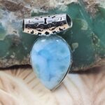 Bali Style Larimar 1.5" 925 Sterling Silver Pendant (REXT15-62)