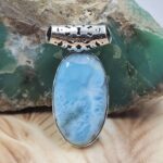Bali Style Larimar 2" 925 Sterling Silver Pendant (REXT15-66)