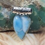 Bali Style Larimar 1.5" 925 Sterling Silver Pendant (REXT15-60)