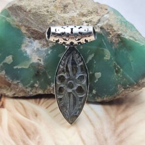 Bali Style Carved Labradorite 2" 925 Sterling Silver Pendant (REXT15-53)