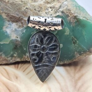 Bali Style Carved Labradorite 2" 925 Sterling Silver Pendant (REXT15-51)
