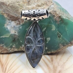 Bali Style Carved Labradorite 2" 925 Sterling Silver Pendant (REXT15-52)