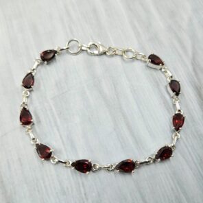 Garnet 925 Sterling Silver Tennis Bracelet (REXT7-1)