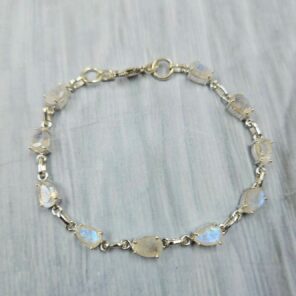 Rainbow Moonstone 925 Sterling Silver Tennis Bracelet (REXT7-2)