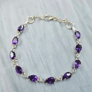 Amethyst 925 Sterling Silver Tennis Bracelet (REXT7-3)
