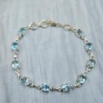 Blue Topaz 925 Sterling Silver Tennis Bracelet (REXT7-7)