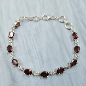 Garnet 925 Sterling Silver Tennis Bracelet (REXT7-8)