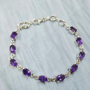 Amethyst 925 Sterling Silver Tennis Bracelet (REXT7-10)