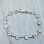 Rainbow Moonstone 925 Sterling Silver Tennis Bracelet (REXT7-12)