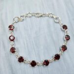 Garnet 925 Sterling Silver Tennis Bracelet (REXT7-13)
