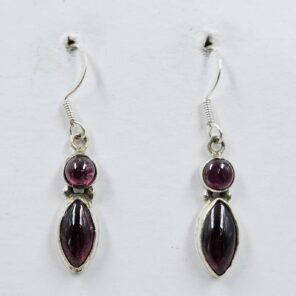Garnet 1.5" 925 Sterling Silver Earrings (REXT77-51)