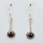 Garnet 1.5" 925 Sterling Silver Earrings (REXT77-52)