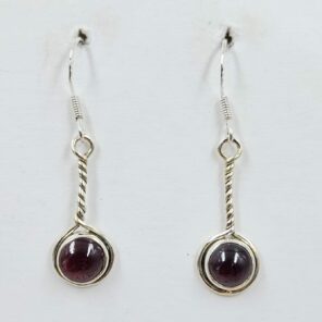 Garnet 1.5" 925 Sterling Silver Earrings (REXT77-52)