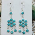 Synthetic Turquoise 2.25" 925 Sterling Silver Earrings (REXT77-54)