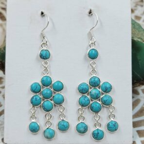Synthetic Turquoise 2.25" 925 Sterling Silver Earrings (REXT77-54)