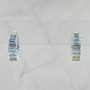 Blue Topaz Hoops 0.75" 925 Sterling Silver Earrings (REXT77-54) (Copy)