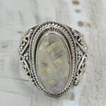 Rainbow Moonstone Size US 7 925 Sterling Silver Ring (RS35-116)