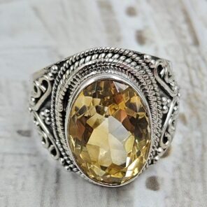 Citrine Size US 8 925 Sterling Silver Ring (RS35-115)