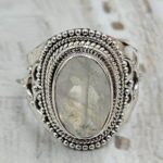 Rainbow Moonstone Size US 8 925 Sterling Silver Ring (RS35-120)