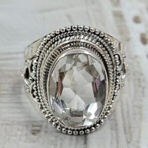 White Topaz Size US 8 925 Sterling Silver Ring (RS35-119)
