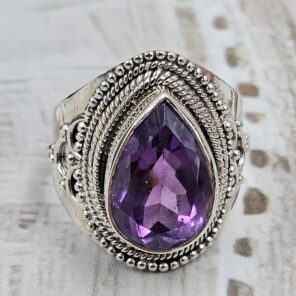 Amethyst Size US 8 925 Sterling Silver Ring (RS35-112)