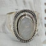 Rainbow Moonstone Size US 8 925 Sterling Silver Ring (RS35-124)