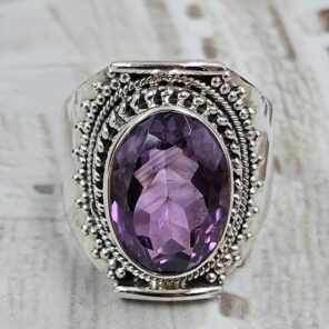 Amethyst Size US 8 925 Sterling Silver Ring (RS35-134)